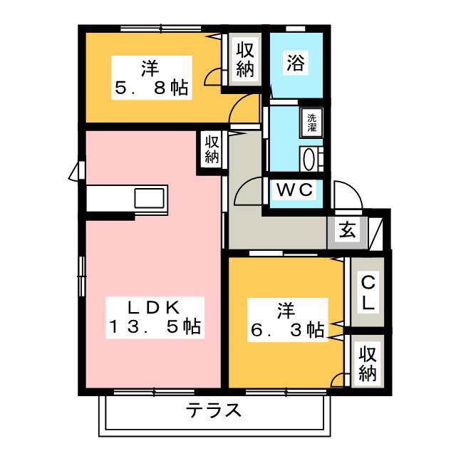 コータ・コートW B棟(2LDK/1階)の間取り写真
