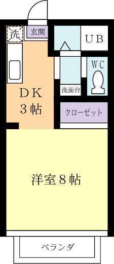 サンライフイソ(1K/2階)の間取り写真