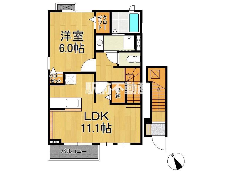 デフィFDH(1LDK/2階)の間取り写真
