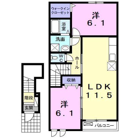 AUTHORITY K IX(2LDK/2階)の間取り写真
