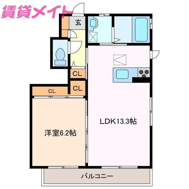 トルトゥーガA(1LDK/1階)の間取り写真