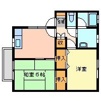 コーポゆりはま(2DK/1階)の間取り写真