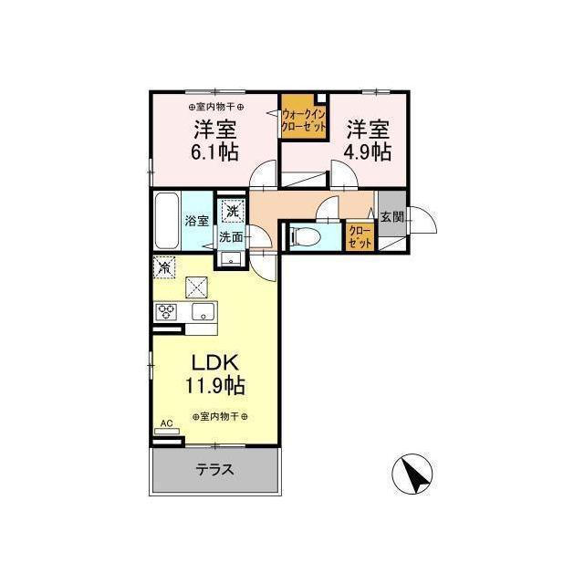 D-ROOM アーバンゲートV(2LDK/1階)の間取り写真
