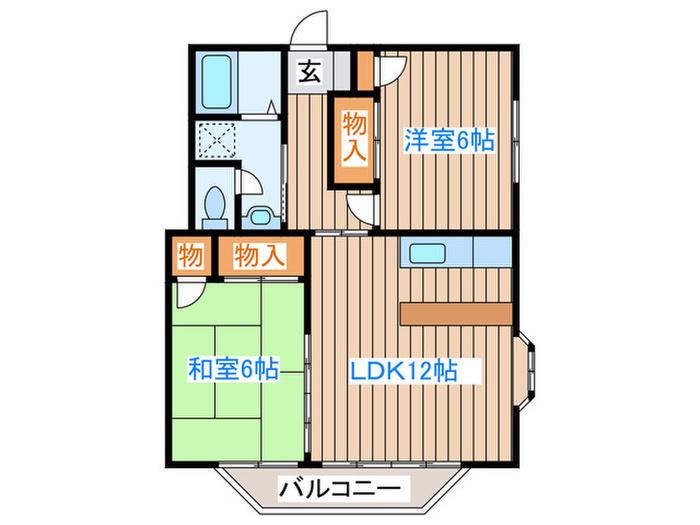 フローラルハイツ(2LDK/1階)の間取り写真
