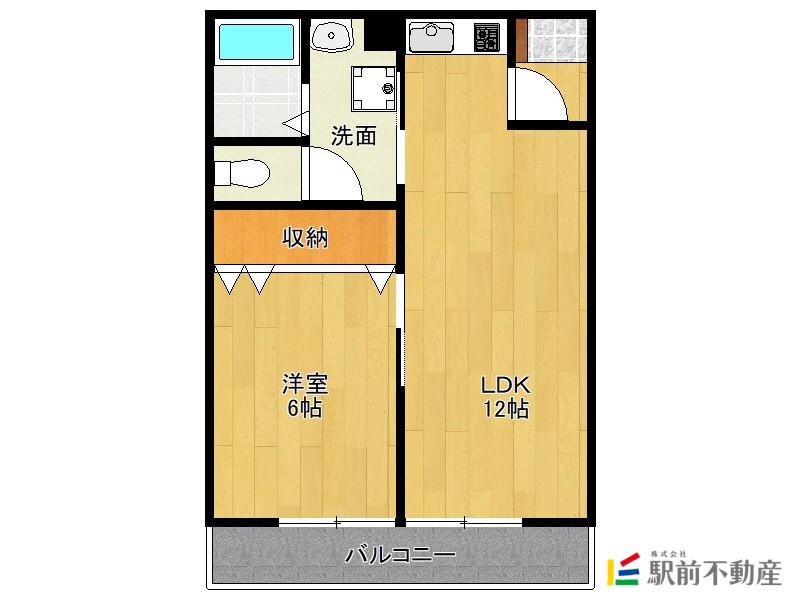 JR鹿児島本線 荒木駅 徒歩22分 2階建 築31年(1LDK/2階)の間取り写真
