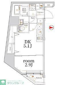 LOG入谷(1DK/12階)の間取り写真