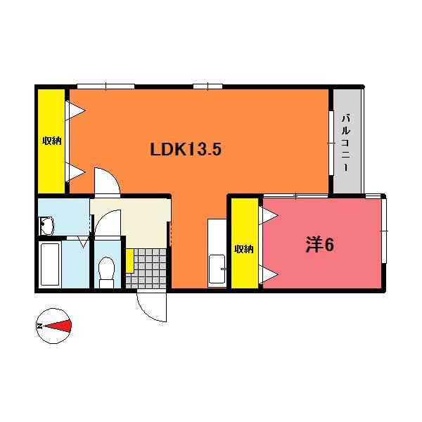 サンライズ木の実町(1LDK/3階)の間取り写真