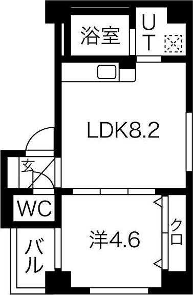 クラッセ北大前III(1LDK/4階)の間取り写真