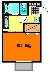クレストコート(1K/2階)の間取り写真