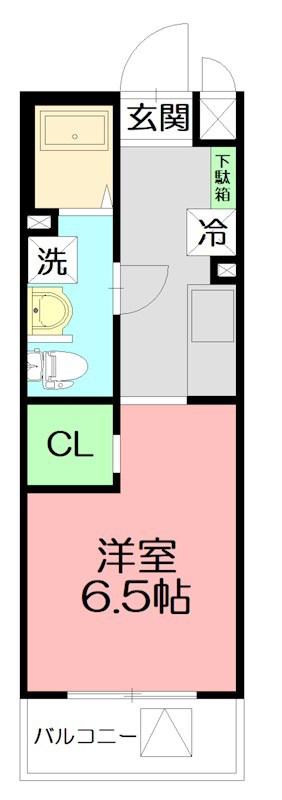 カレッジヒルズE(1K/2階)の間取り写真