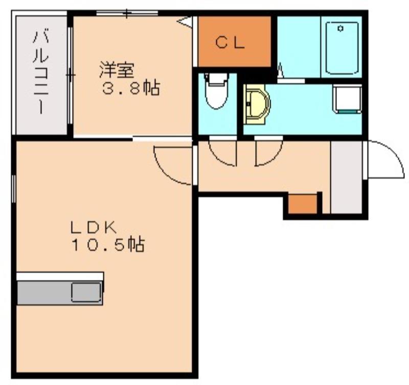 石丸三丁目AP(1LDK/1階)の間取り写真