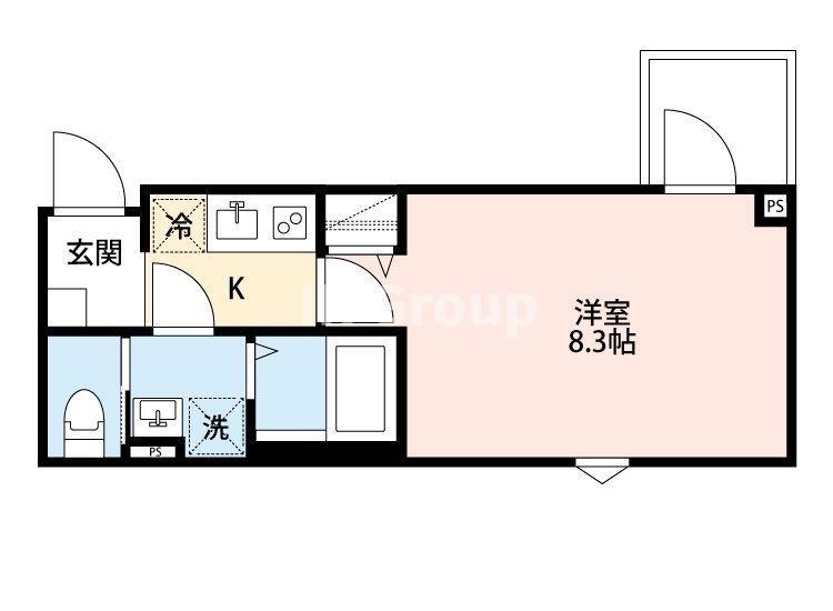 ROBOT HOME六町(1K/2階)の間取り写真