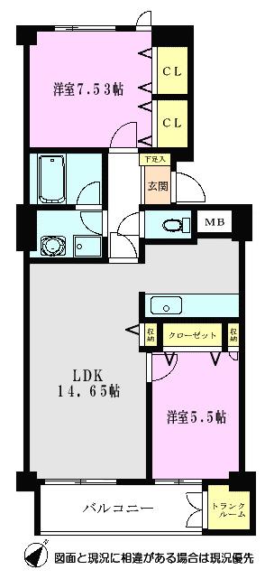 ELL・GRANDE(2LDK/4階)の間取り写真