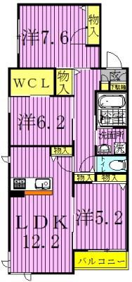 GRANDY VILLA CENTRAL PARK I(3LDK/3階)の間取り写真