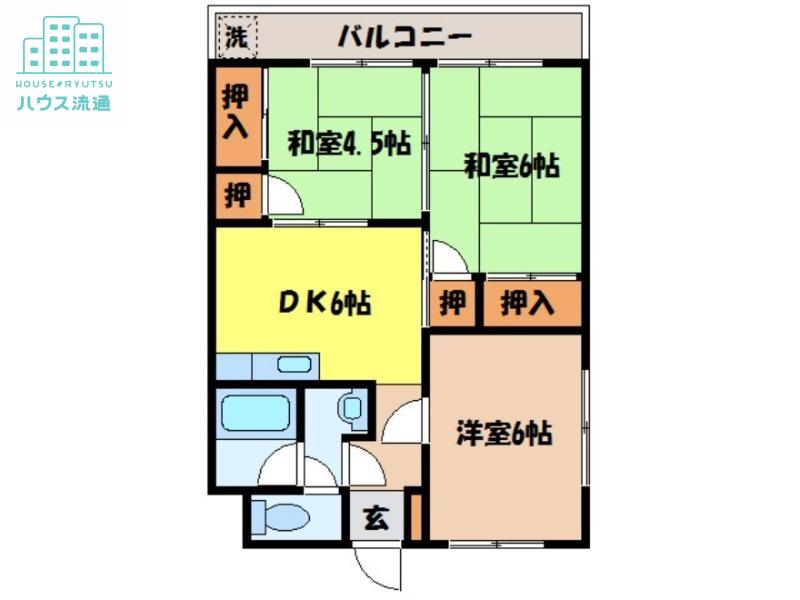 ヒルズ稲佐マンション(3DK/3階)の間取り写真
