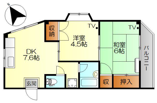 第2橋本ビル(2DK/4階)の間取り写真