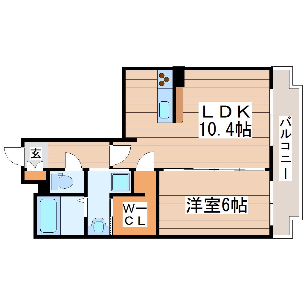 エレット長町(1LDK/13階)の間取り写真