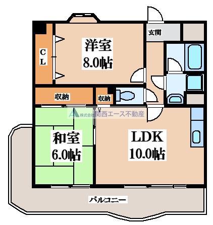 フローリッシュ北田(2LDK/5階)の間取り写真