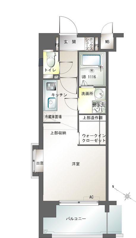 エンクレスト渡辺通南(1K/14階)の間取り写真