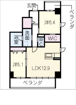 ポルタニグラ大須観音(2LDK/8階)の間取り写真
