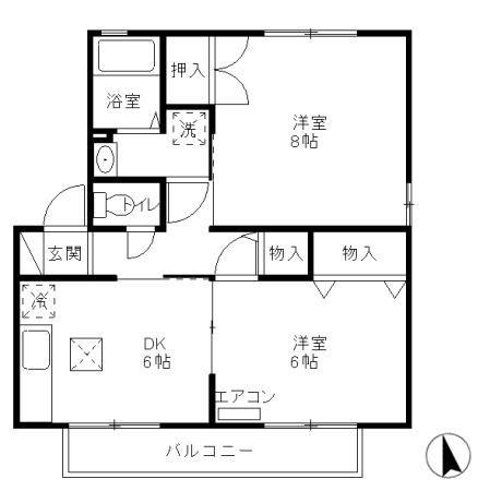 セジュール上高田A棟(2DK/1階)の間取り写真