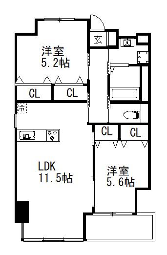 GUILD幕張(2LDK/6階)の間取り写真