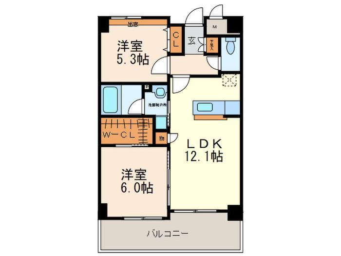 サウスフォー(2LDK/2階)の間取り写真