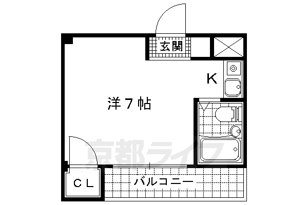 第8長栄ヴィライースト(ワンルーム/2階)の間取り写真