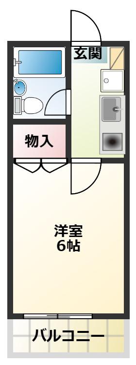 サンシャイン玉川(1K/2階)の間取り写真