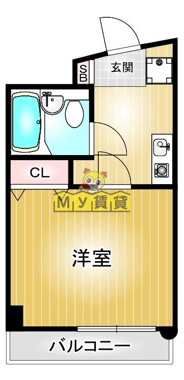 第114プロスパービル(ワンルーム/4階)の間取り写真
