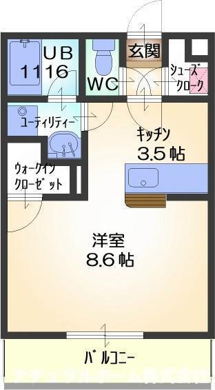 ルコネッサンス(ワンルーム/1階)の間取り写真