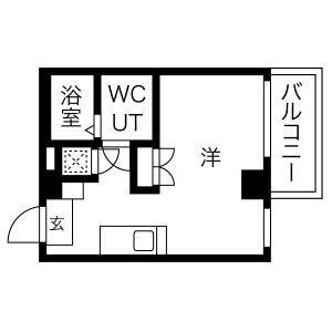 トライアングル旗の台(ワンルーム/4階)の間取り写真