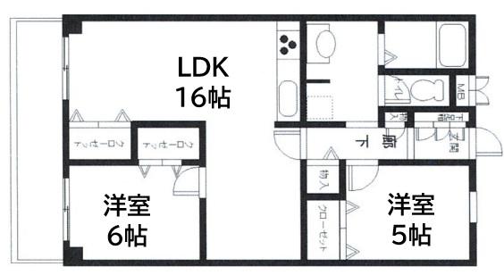 ハイムアジサイ(2LDK/2階)の間取り写真