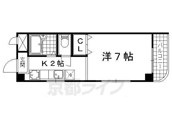 ドミール小野(1K/4階)の間取り写真