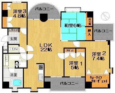 ベルメゾン昭代(4LDK/3階)の間取り写真