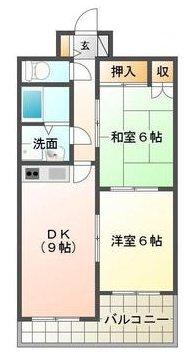 エーデルハイムK(2DK/2階)の間取り写真