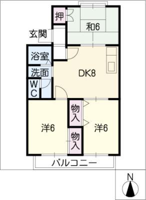 プランドール南山 A棟(3DK/1階)の間取り写真