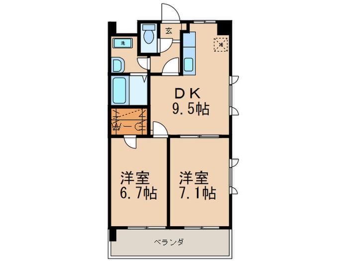 第17川崎ビル(2DK/3階)の間取り写真