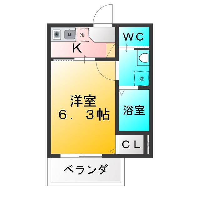 MELLAS田無(1K/1階)の間取り写真