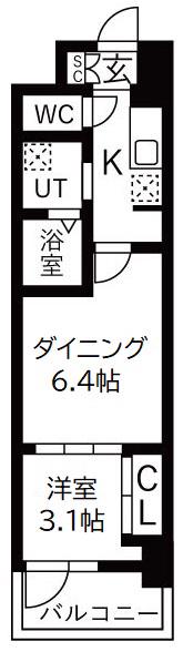 メイクス大阪鶴見(1DK/3階)の間取り写真