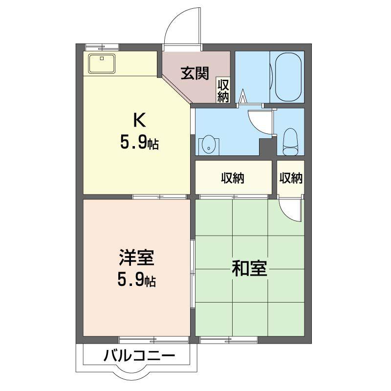ベクエム湘南(2K/2階)の間取り写真