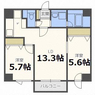 トレスマデラ(2LDK/6階)の間取り写真