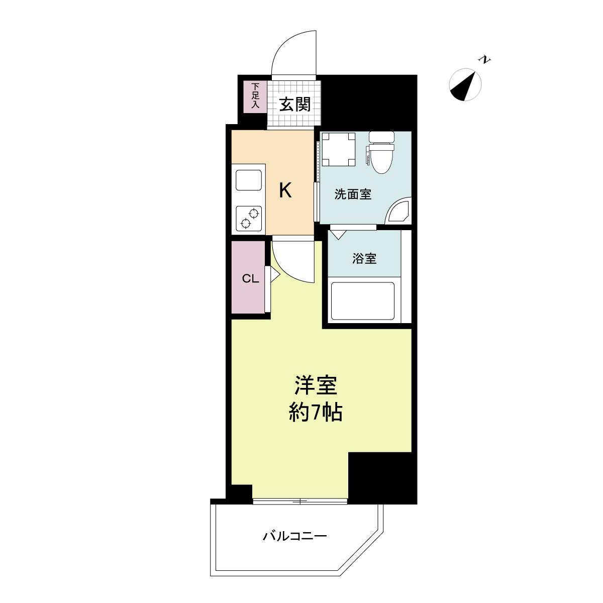 セレニテ神戸元町クレア(1K/3階)の間取り写真