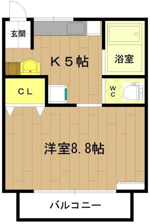 サンソンハイツ(1K/3階)の間取り写真