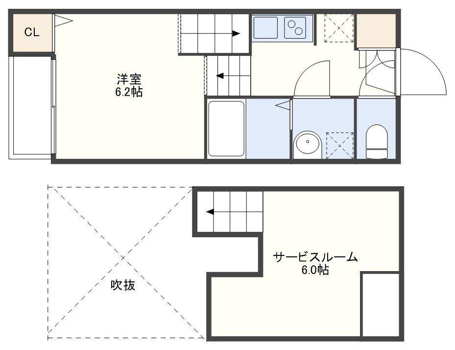 MODERN PALAZZO西栄田SUNNYHILL(1SK/2階)の間取り写真