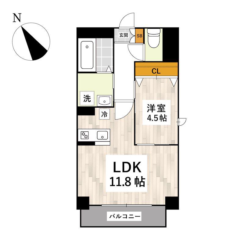 アーバンスペース弓削II(1LDK/2階)の間取り写真