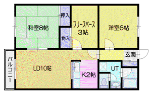 ダイアナ南幌ヒルズ弐番館(2SLDK/3階)の間取り写真