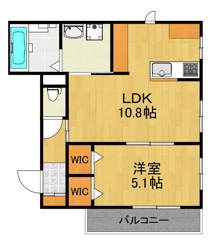 BLEU ET BLANC(1LDK/3階)の間取り写真