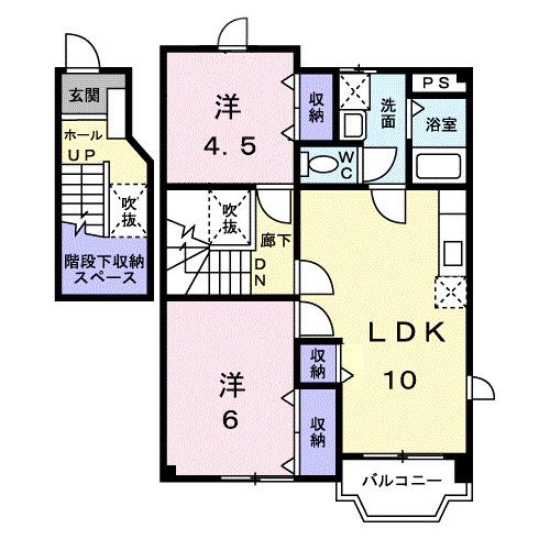 ソレイユ(2LDK/2階)の間取り写真