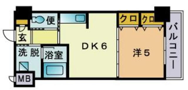 ヴィアーレ大橋(1DK/6階)の間取り写真